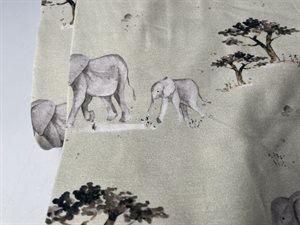 Bomuldsjersey - elefanter i det grønne